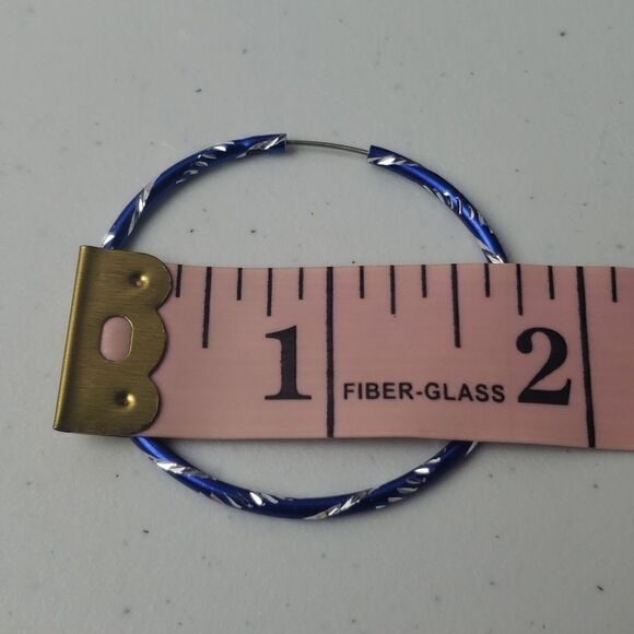 Y2K Blue Hoop Earrings - Picture 2 of 3
